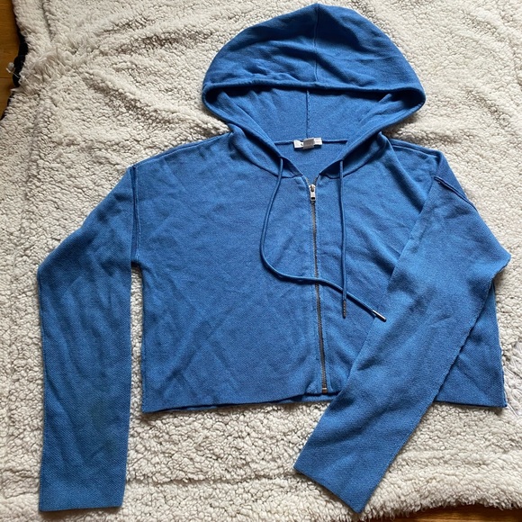 Garage Blue Cropped Hoodie - Picture 3 of 4